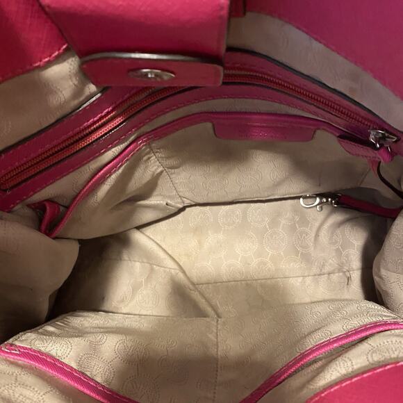 Michael Kors Hamilton Satchel Bag Fuschia Pink Purse - Picture 6 of 14